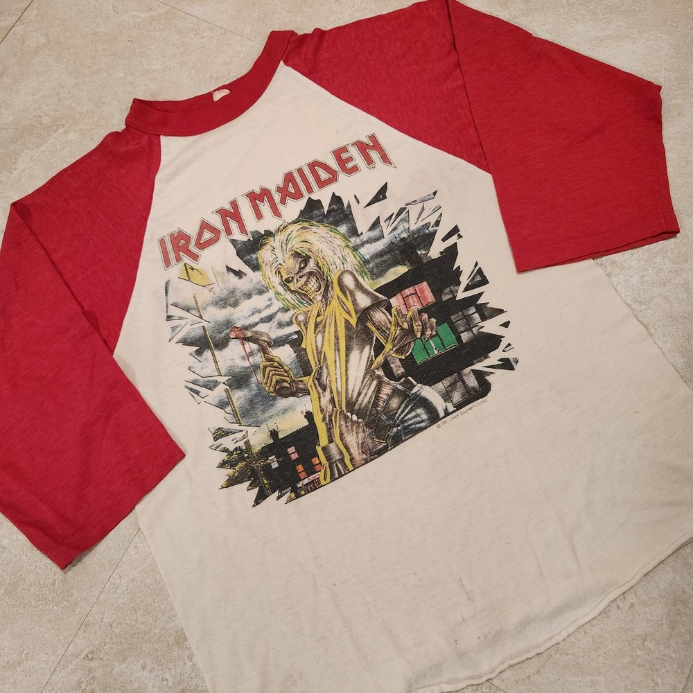 VTG 80s Iron Maiden Killer World‎ Tour 1981 Raglan Band Tee T Shirt